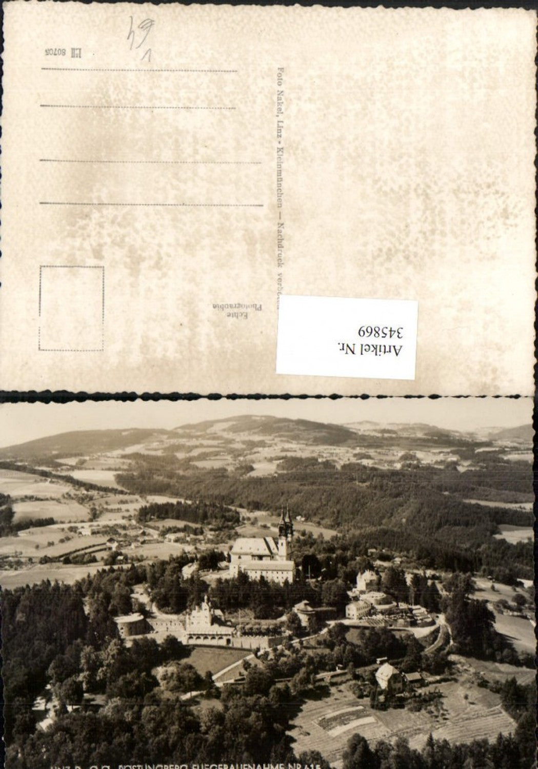 345869,Linz an d. Donau Pöstlingberg Totale Fliegeraufnahme 615 pub Foto Nakel