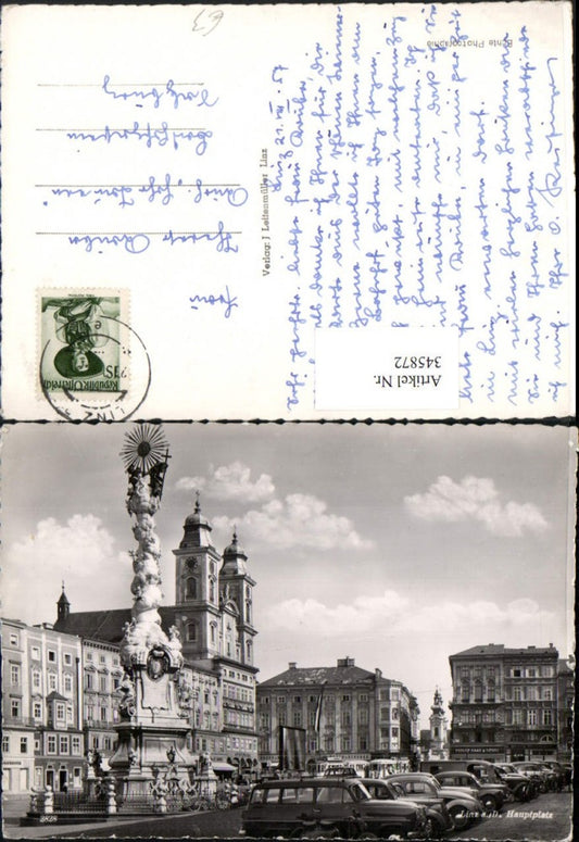 345872,Linz an d. Donau Hauptplatz Dreifaltigkeitssäule Kirche