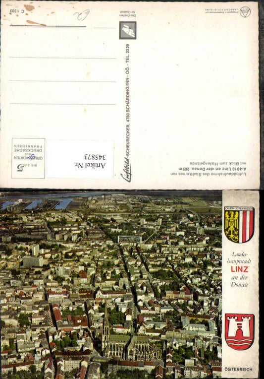 345873,Linz an d. Donau Totale Fliegeraufnahme