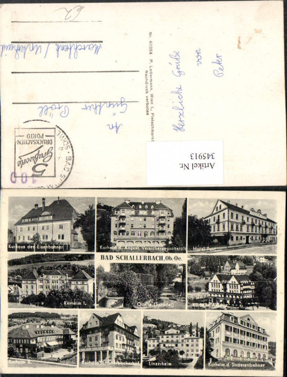 345913,Bad Schallerbach Kurhaus Kurheime Hotel Post Quelle Mehrbildkarte