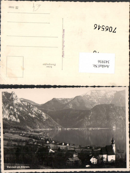345936,Steinbach am Attersee Teilansicht Kirche Bergkulisse