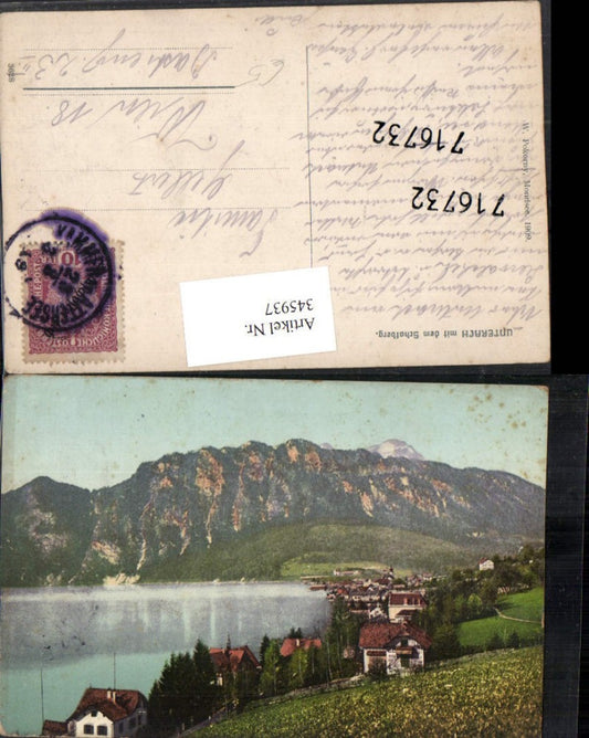 345937,Unterach am Attersee Totale m. Schafberg Bergkulisse