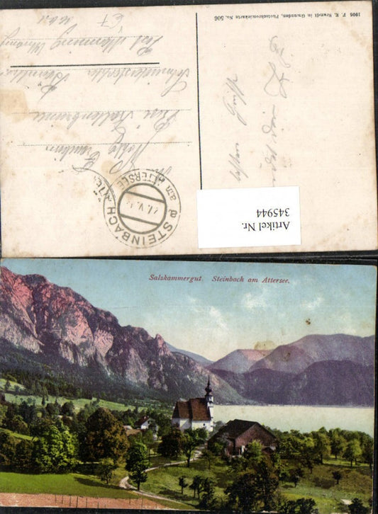 345944,Steinbach am Attersee Kirche Bergkulisse pub F. E. Brandt 506