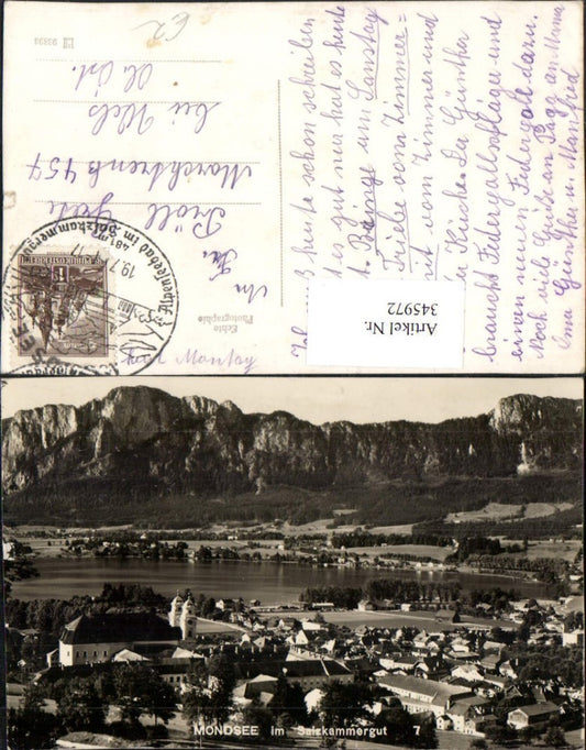 345972,Mondsee Totale m. Kloster Bergkulisse