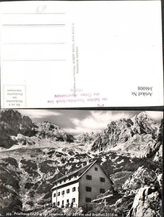 346008,Prielhaus Berghütte b. Hinterstoder m. Großem Priel u. Brotfall Bergkulisse