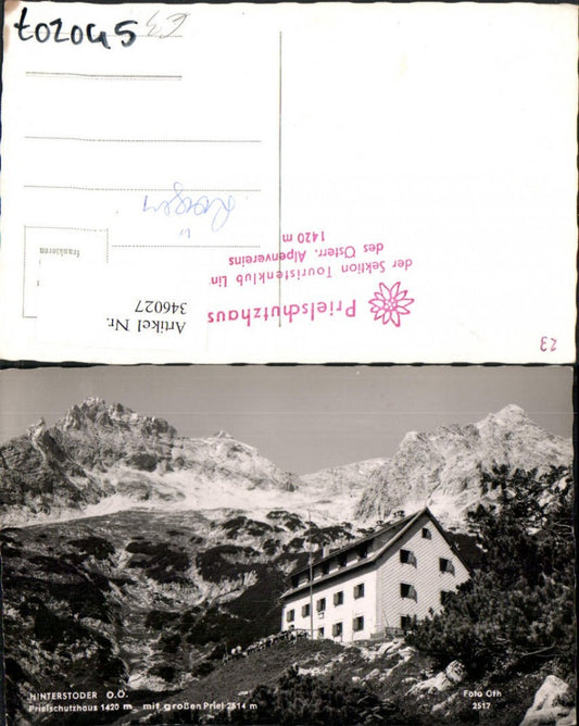 346027,Hinterstoder Prielschutzhaus Berghütte m. Großen Priel Bergkulisse pub Foto Oth 2517