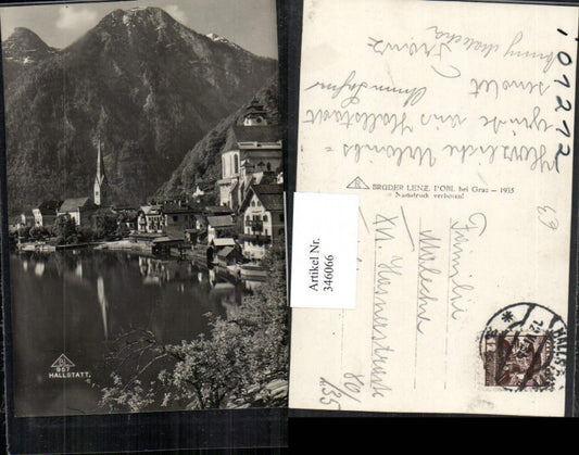 346066,Hallstatt Teilansicht Kirche Bergkulisse