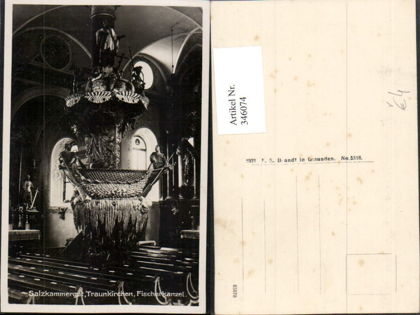 346074,Traunkirchen Kirche Innenansicht Fischerkanzel Kanzel pub F. E. Brandt 5318