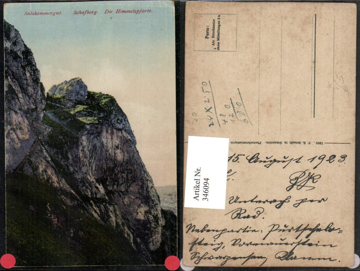 346094,Schafberg b. St. Wolfgang Himmelspforte Felswand pub F. E. Brandt 528