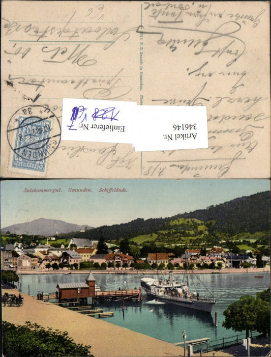 346146,Gmunden Teilansicht Schiffslände Dampfer pub F. E. Brandt 542