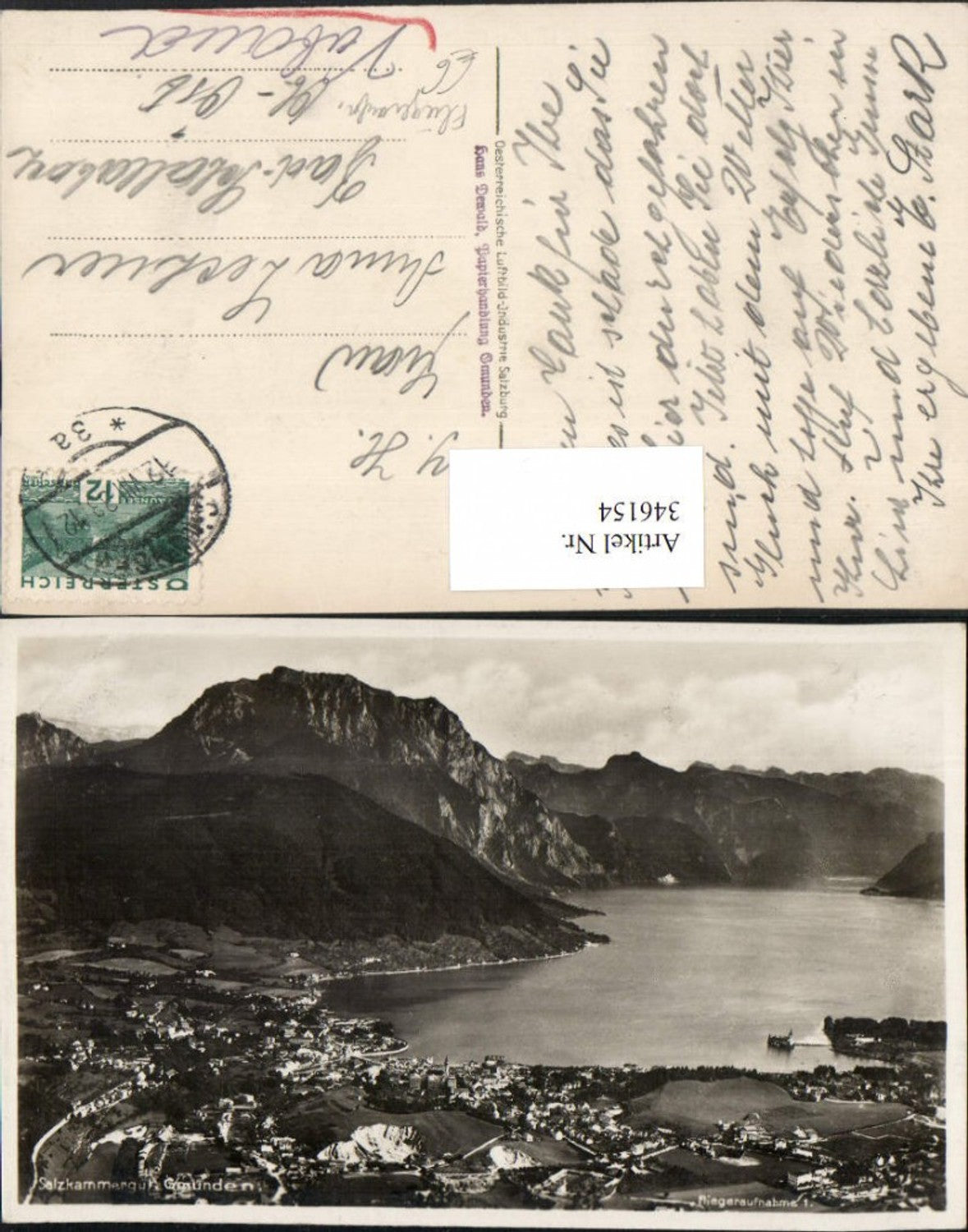 346154,Gmunden Totale Bergkulisse Fliegeraufnahme