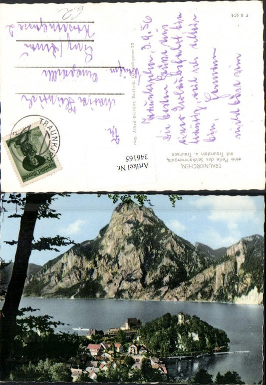 346165,Traunkirchen Totale m. Traunstein u. Traunsee Bergkulisse