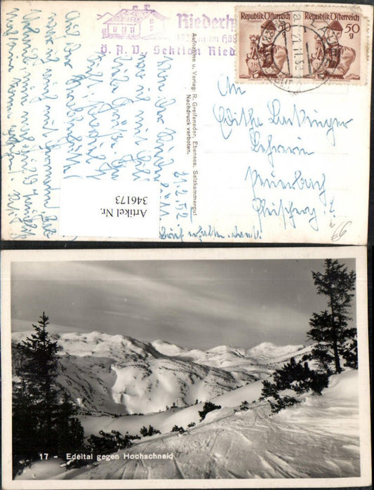 346173,Edeltal b. Ebensee geg. Hochschneid Bergkulisse Winterbild