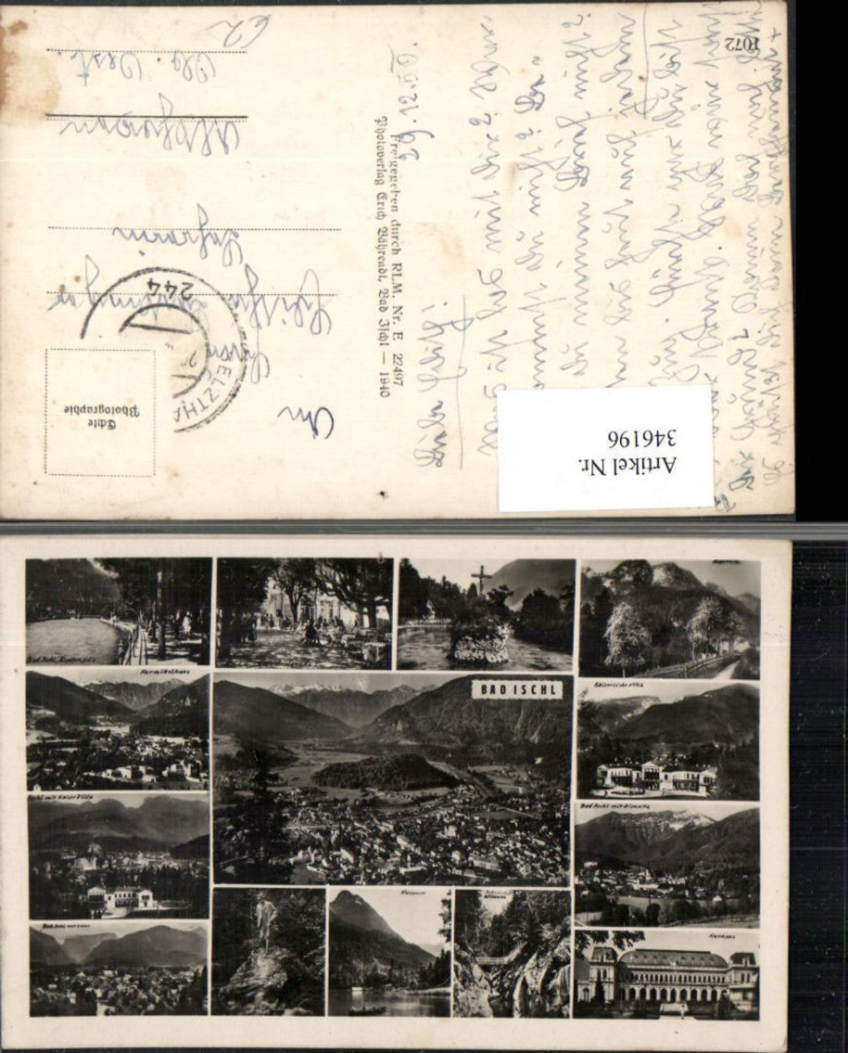 346196,Bad Ischl Totale Kurhaus Kurmittelhaus Kreuzstein Kaiservilla Mehrbildkarte