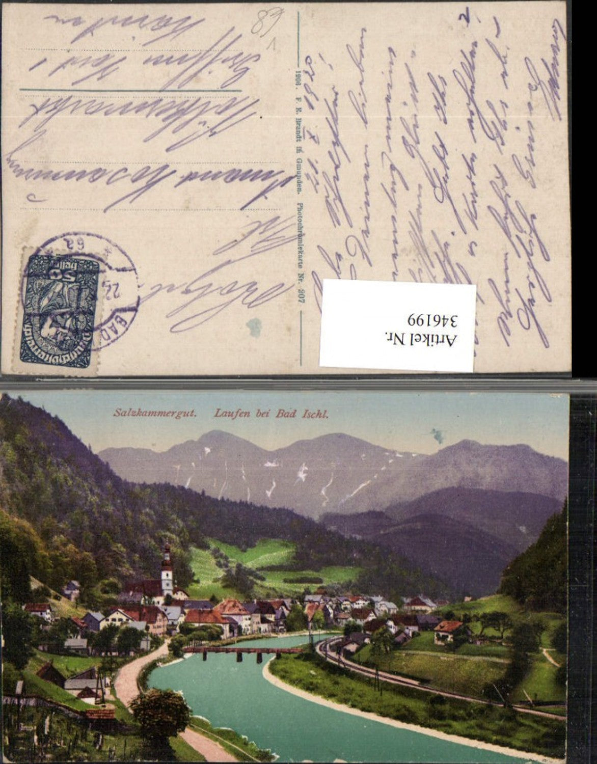 346199,Lauffen b. Bad Ischl Totale Bergkulisse pub F. E. Brandt 207