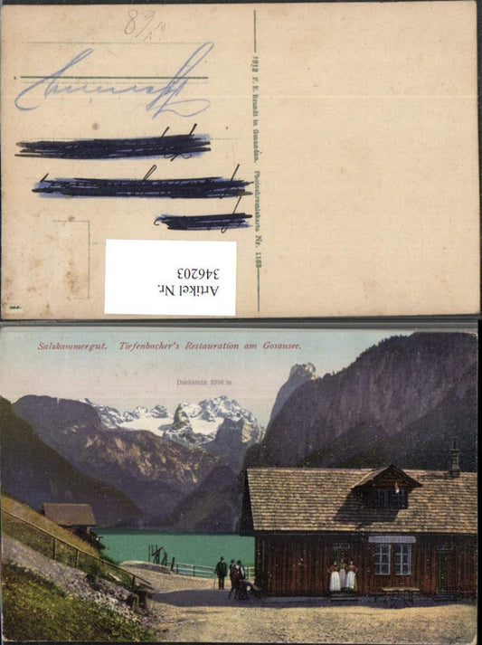 346203,Tiefenbachers Restauration am Gosausee b. Gosau Bergkulisse pub F. E. Brandt 1163