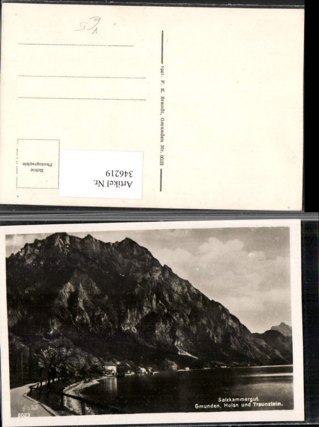 346219,Gmunden Gasthaus Hoisn u. Traunstein Bergkulisse pub F. E. Brandt 5023