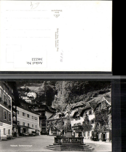 346222,Hallstatt Marktplatz Straßenansicht Brunnen