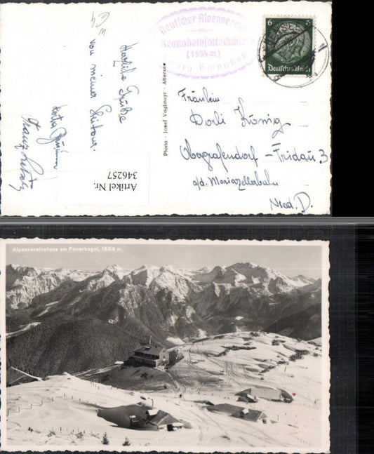 346257,Alpenvereinshaus am Feuerkogel b. Ebensee Bergkulisse Winterbild