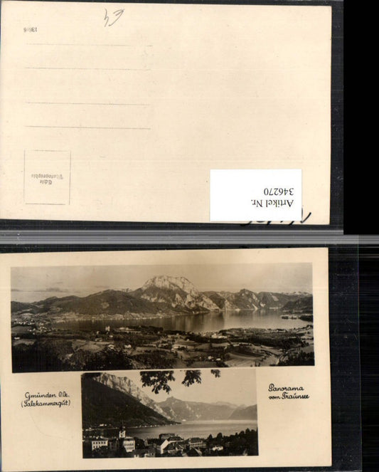 346270,Gmunden Panorama Totale vom Traunsee Mehrbildkarte