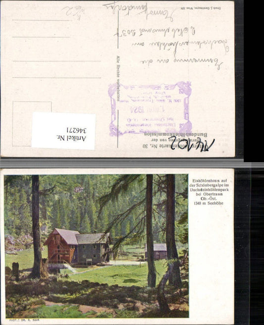 346271,Künstler AK Eishöhlenhaus auf der Schönbergalpe b. Obertraun