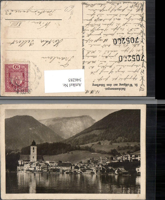 346285,St. Wolfgang Totale m. Schafberg Bergkulisse pub F. E. Brandt 093