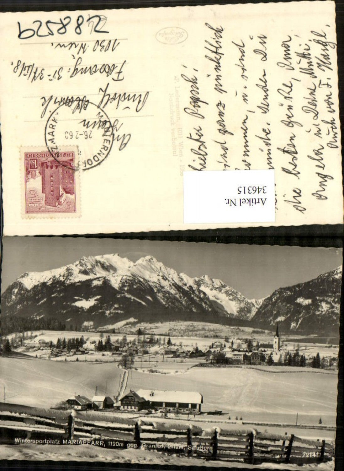 346315,Mariapfarr Totale geg. Granitzl Bergkulisse Winterbild