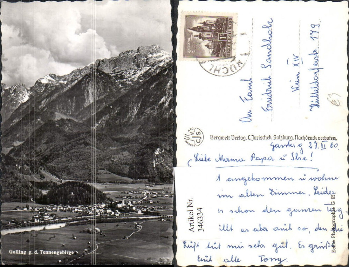 346334,Golling Totale geg. Tennengebirge Bergkulisse