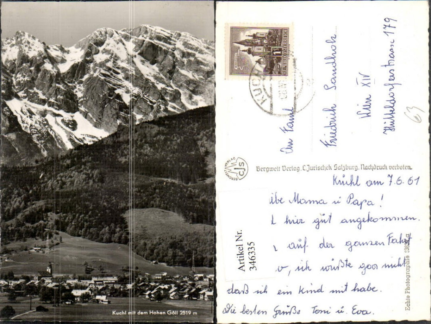346335,Kuchl Totale m. Hohen Göll Bergkulisse