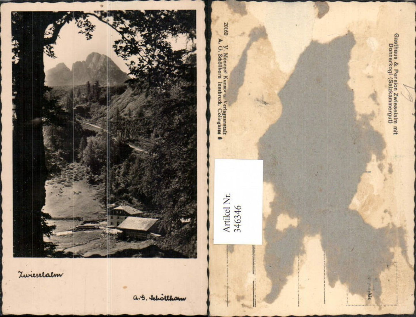 346346, Gasthaus u. Pension Zwieselalm m. Donnerkogl b. Abtenau