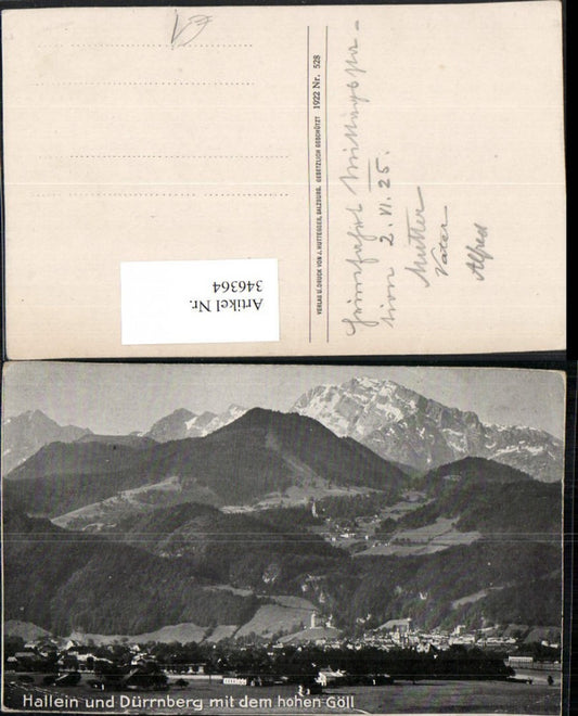 346364,Hallein u. Dürrnberg Totale m. Hohen Göll Bergkulisse