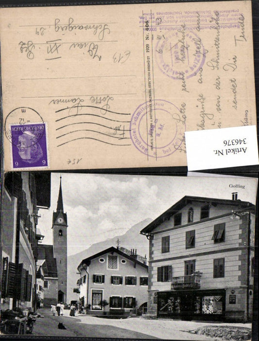 346376,Golling Straßenansicht Geschäft Nikolaus Dietrich Kirchenturm