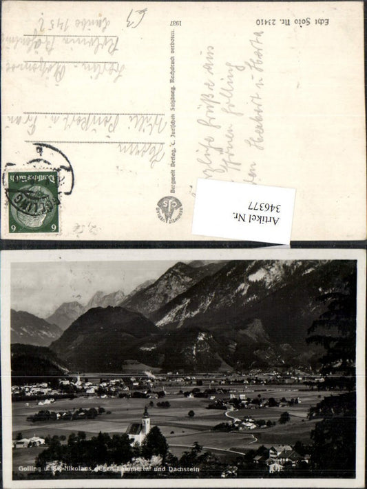 346377,Golling u. St. Nikolaus Totale geg. Lammertal u. Dachstein Bergkulisse