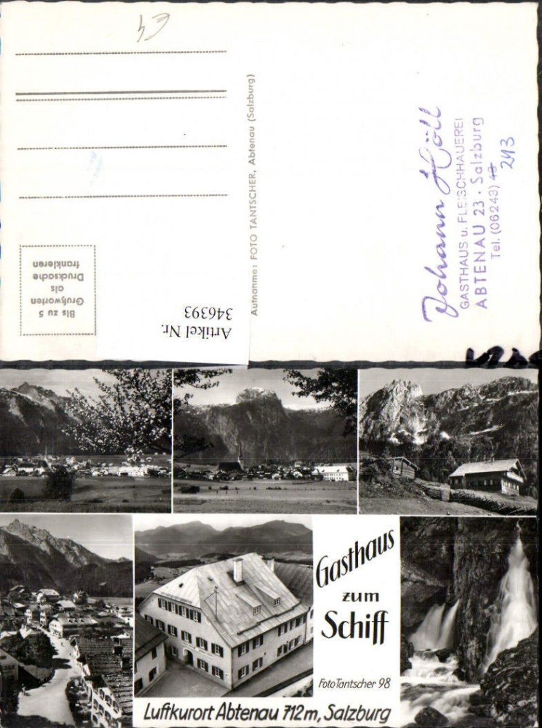 346393,Abtenau Totale Gasthaus zum Schiff Wasserfall Mehrbildkarte