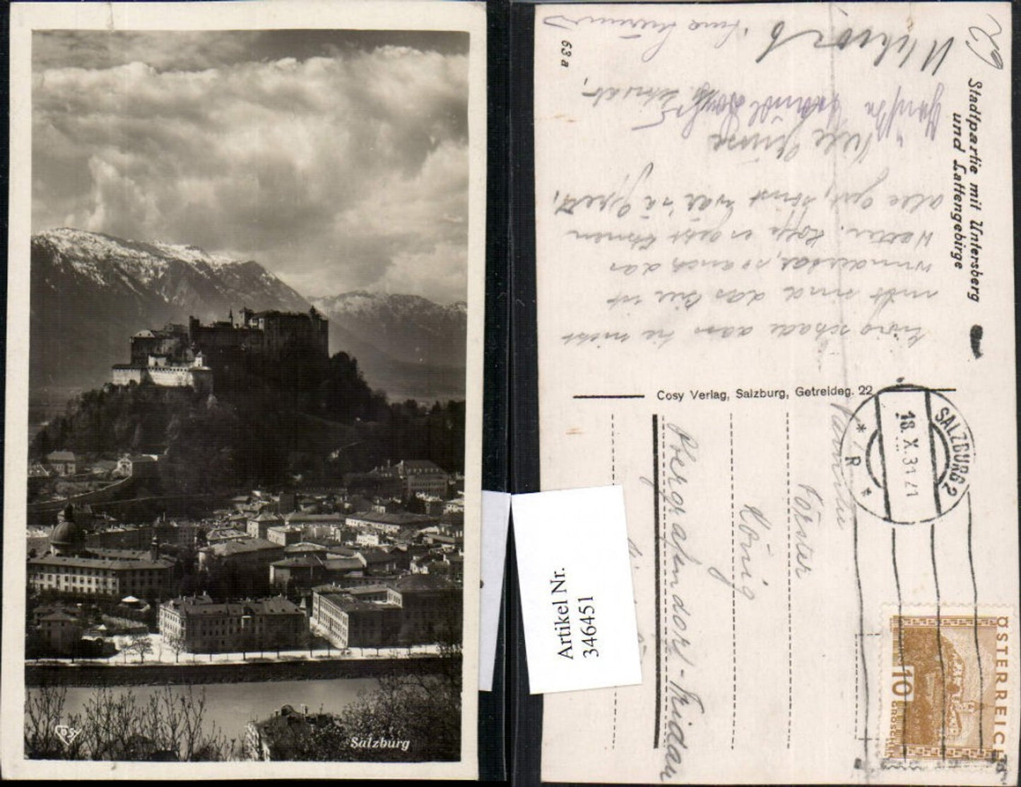 346451,Salzburg Teilansicht m. Festung geg. Untersberg Bergkulisse