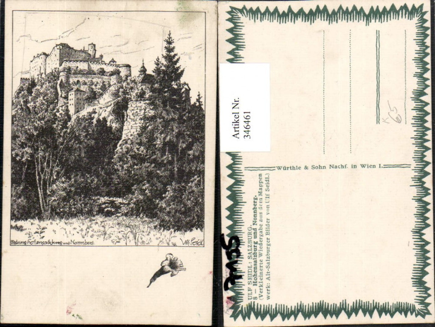 346461,Künstler AK Ulf Seidl Salzburg Festung Hohensalzburg u. Nonnberg