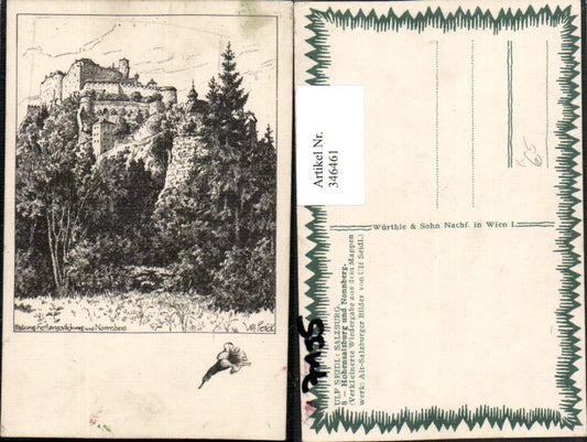 346461,Künstler AK Ulf Seidl Salzburg Festung Hohensalzburg u. Nonnberg