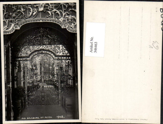 346463,Foto AK Salzburg St. Peter Kirche Innenansicht Gittertor pub A. Stockhammer 1902