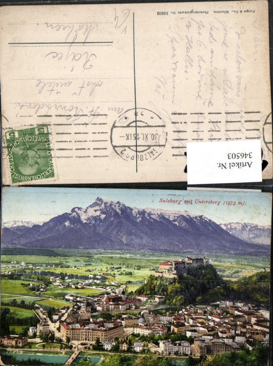 346503,Salzburg Totale m. Festung geg. Untersberg Bergkulisse pub Purger & Co 10203