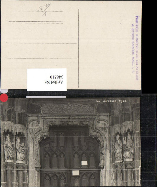 346510,Foto AK Salzburg Kirche Kirchenportal pub A. Stockhammer 1920