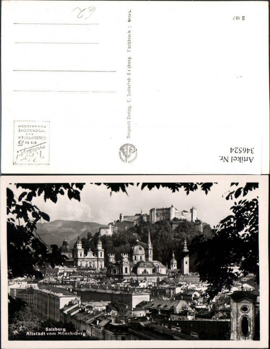 346524,Salzburg Teilansicht Altstadt vom Mönchsberg m. Festung