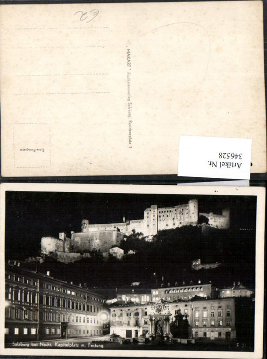 346528,Salzburg b. Nacht Kapitelplatz m. Festung Hohensalzburg