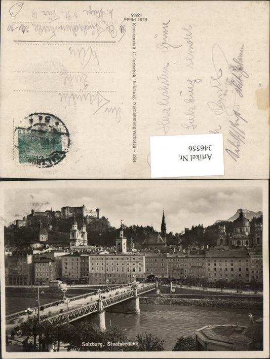 346556,Salzburg Teilansicht Staatsbrücke Brücke m. Festung