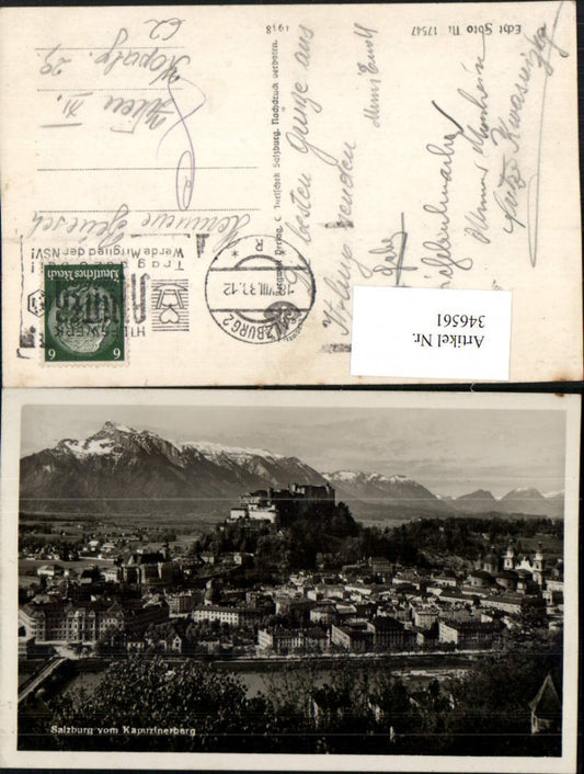 346561,Salzburg Totale vom Kapuzinerberg m. Festung Bergkulisse