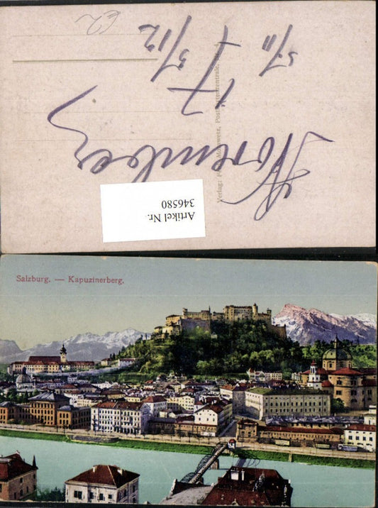 346580,Salzburg Teilansicht m. Festung vom Kapuzinerberg Bergkulisse