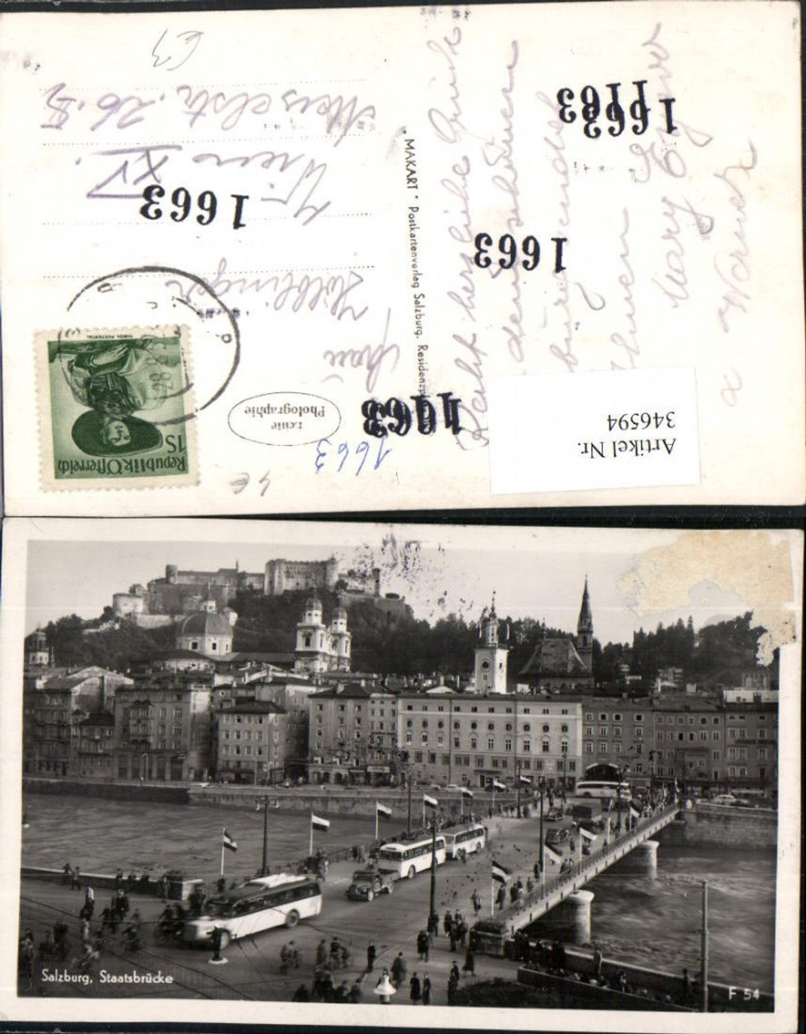 346594,Salzburg Teilansicht Staatsbrücke Brücke m. Festung Autobusse