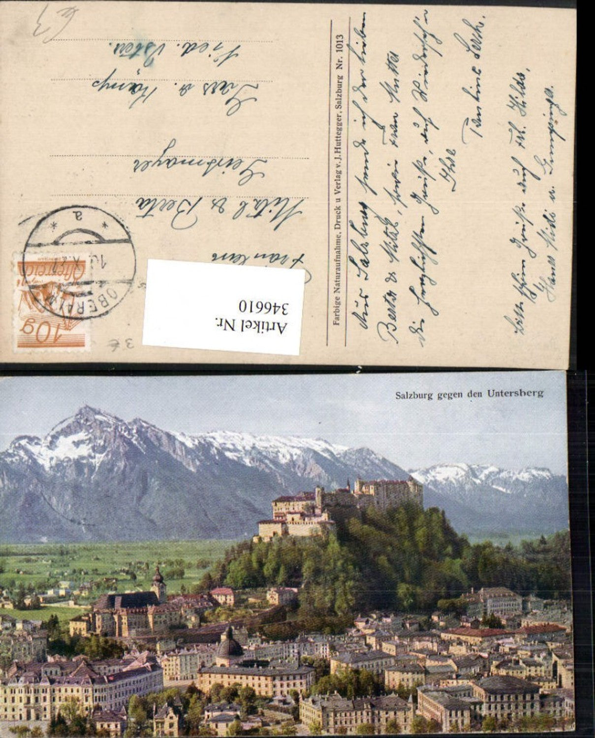 346610,Salzburg Teilansicht m. Festung geg. Untersberg Bergkulisse