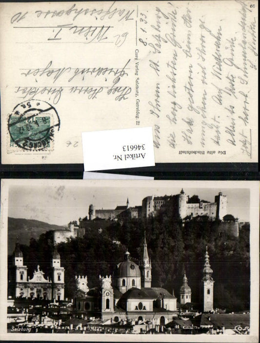 346613,Salzburg Totale m. Festung vom Kapuzinerberg Bergkulisse