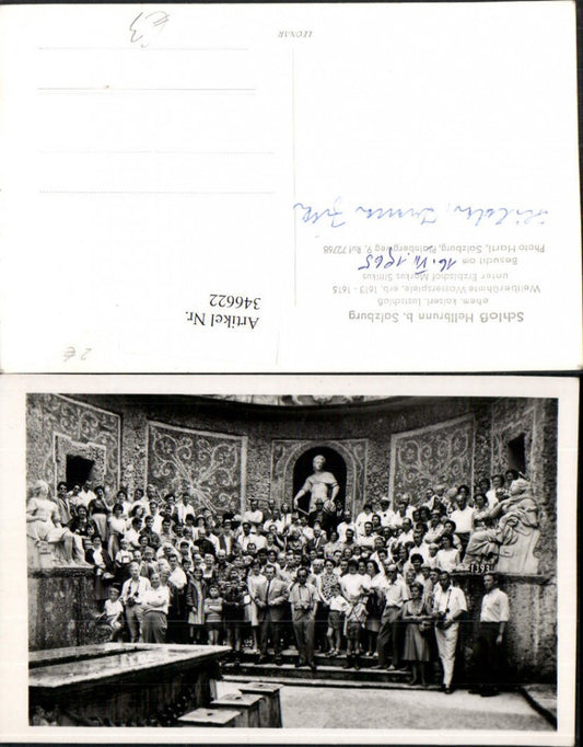 346622,Salzburg Schloss Hellbrunn Wasserspiele Gruppenbild 1965