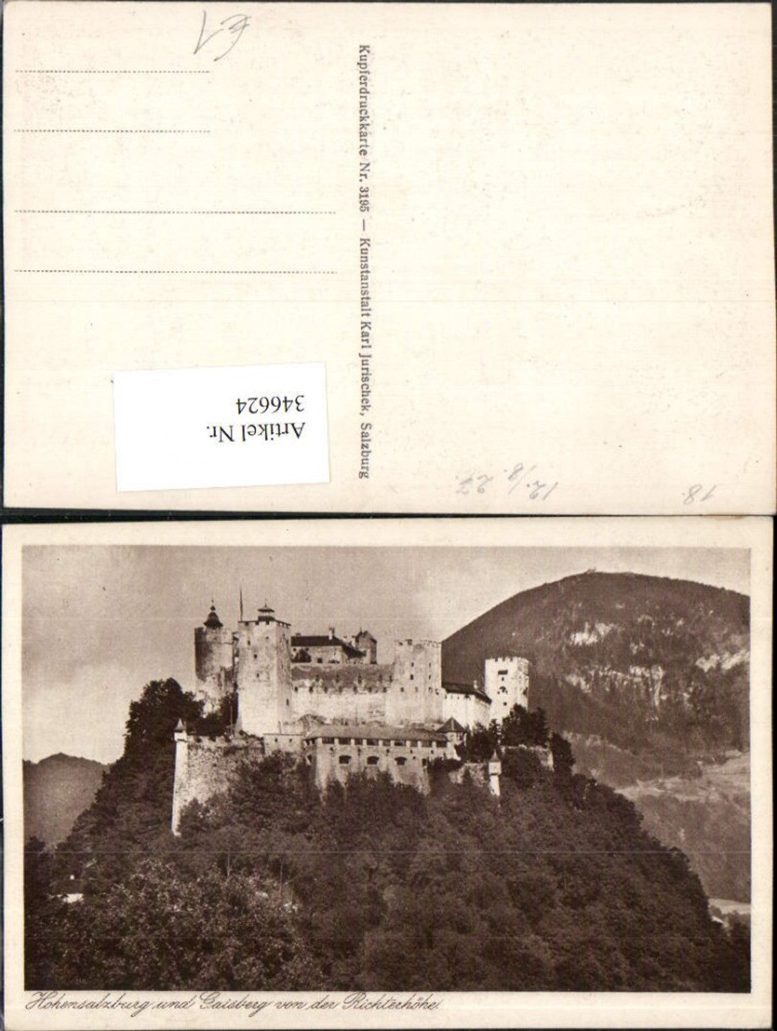 346624,Salzburg Festung Hohensalzburg u. Gaisberg von d. Richterhöhe